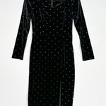 Cider  Sz Medium Black Velvet Midi Dress Long Sleeve Polka Dots Party Holiday NYE Photo 0