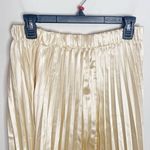 Umgee high waist pleated satin midi skirt shiny pale gold size M Photo 4