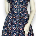 Pink Martini Dress Fox Print Blue Floral A-Line Lined Small Women Cap Sleeves Photo 0