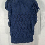 CeCe  Blue Lace Top Blouse Size Small NWT Photo 0