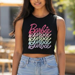 Bella Canvas  Black Barbie Tank Top with Pink and White Graphic Photo 0