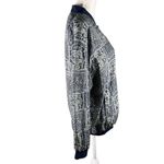 Robert Stock Vintage Bomber Jacket Silk Large Geometric Print Blue Photo 14