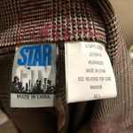 1990s/2000s Y2K Unique Pink brown fitted plaid blazer jacket embroidered flower floral detail long sleeve Photo 2