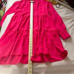 Amanda Uprichard  Saffron Dress in Begonia Pink Long Sleeve V-Neck Tiered Mini XS Photo 11