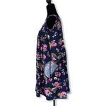 Southern Stitch Cold Shoulder Navy Floral Lace Trim Tunic Dress Photo 2