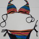 O'Neill O’Neill Rainbow Stripe String Bikini Reversible Top Size Medium Photo 0
