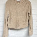 SO Cozy Juniors Medium Beige Full Zip Banded Hem Long Sleeve Hoodie Oversized Tan Photo 0