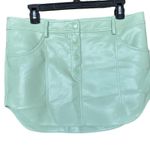 Camila Coelho Green Micro Mini Skirt MEDIUM Faux Leather Low Designer $168 NEW Photo 3
