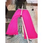 Hot Pink Pleated Lounge Set Button Top Wide Leg Pants 2 Photo 2