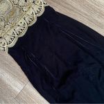 Jessica McClintock Vintage Gold Embroidered Black Velvet Dress Sleeveless Formal Photo 8
