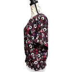 Michael Kors L Azalea Floral Black Blouse Roll Tab Sleeve Gold Button Retro Boho Photo 6