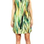 kim rogers Y2K Vintage Sheath Dress Green Stripe Sleeveless Women’s Sz 8 Medium Photo 0