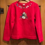 Bechamel Red Embroidered Winter Holiday Sweatshirt Women’s Size Small Photo 1