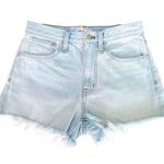 Madewell  Relaxed Denim Short In Light Wash Blue w Zipper Fly, Raw Fray Edges Hem Photo 0