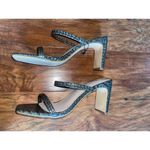 The DROP Avery Square Toe Sandal MINIMALIST SEXY Size 8 Olive Green Snake Photo 2