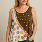 Dharma Trading Co Brown and Pink Multicolor dots Asymmetrical Tank Top Photo 0