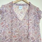 MISA Los Angeles Basia Top Paisley Floral Chiffon Sheer Short Sleeve Pink Photo 9