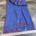 SALONI One Shoulder Ruffle Embroidered FLORAL Dress BLUE Size 6 #134 Photo 5