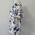Ann Taylor White & Blue Floral Mixed Media Flare Sleeve Tee Size Medium Photo 2