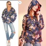 Anthropologie LPA X Jacket 360 Hoodie Windbreaker Waterproof Floral Blue Pink Photo 1