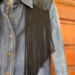 JESSI DENIM TASSEL LACE WESTER TUNIC SHIRT DRESS SIZE XXS Photo 2