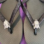 Old Navy NWOT size 5.5 customized black flip flops black ribbon Buddha charm Photo 3