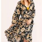 Free People In The Moment Maxi Dress Floral Boho Bohemian Black Yellow Combo Photo 0
