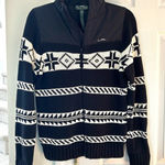 Ralph Lauren  Black & White Western Fair Isle Knit & Nylon Sweater Jacket Photo 0