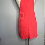 90265 Vintage Red Pink Button Up Overall Dress Tie Straps Medium Photo 4