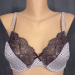 Soma Size 34D Bra Unlined Underwire Wide Lace on Cups Purple Cream Geometric Photo 0