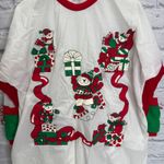 Vintage Beanzie Christmas Long Sleeve Sleep Night Shirt Bears Bells Presents L White Size L Photo 3