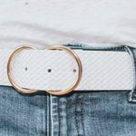 Arlee Double Buckle Vegan Leather Belt White Photo 2