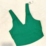 Aerie NWT  Holiday Green Floral Lace Ribbed Bralette Crop Top - Size: Medium Photo 5