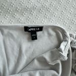 EXPRESS White Ruched Puff Strap Scoop Neck Thong Bodysuit | Size Small (S) Photo 3