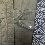 Sun & Shadow Army green mixed material zipper and snap jacket Photo 2