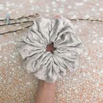 Jumbo Scrunchie Soft Gray Minky Dimple Dots Scrunchie Photo 1