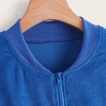 SheIn NEW corduroy drop shoulder bomber jacket full zip blue medium Photo 2