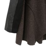 Eileen Fisher Peat Brown Wool Black Leather Sleeves Cardigan Sweater Jacket XL Photo 4