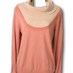 SAKARA Womens XXL Double Layer Look Peach Sweater Contrast Cuff Rayon Nylon Orange Size 2X Photo 0