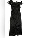 Black Asymmetrical Pleated Cocktail Gown Size 10 Photo 3