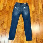 Judy Blue  Skinny Distressed Blue Jeans with Patterned Holes Photo 1