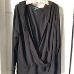 Ralph Lauren Lauren  Black Wrap v neck Hoodie top pullover women size XL Photo 0