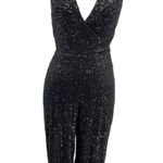 Mac Duggal Ieena for  Jumpsuit 26691 Sequin Cut Out Wide‎ Leg Black Size 6 Photo 4
