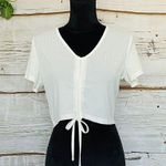 Romwe // Runched Short Sleeve Top w/ Tie Photo 2