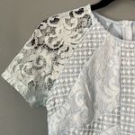 Pretty Little Thing NWT  Dusty Blue Frill Hem Lace Bodycon Size 4 Photo 3