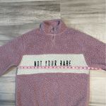 AMP “Not Your Babe” Pink/Purple & White Oversized Fuzzy Sherpa Sweatshirt XS Photo 11