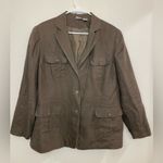 Merona Vintage  Women's Brown Linen‎ Shell 3 Button Down Blazer Size 16W Photo 1