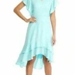 The Limited  | Aqua Blue High Low Ruffle Hem Short Sleeve Midi Dress Size 0X Photo 2