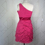 Pronovias Strawberry Pink One Shoulder Ruffle‎ Cocktail Dress Size US 2 Photo 5