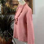 H&M Women's Peach Coral Cardigan Sweater S Cropped 3/4 Sleeve Pullover High Neck Photo 2